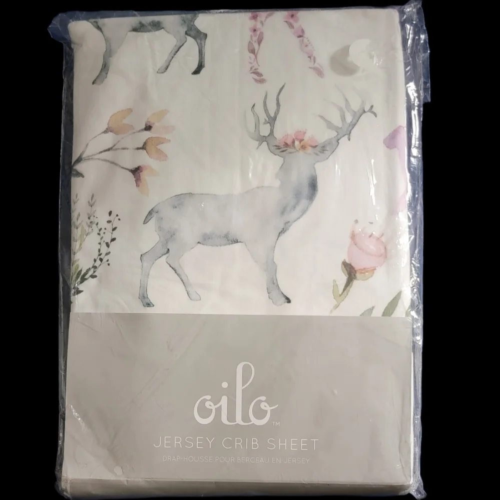 Oilo Fawn Jersey Crib Sheet- Blush - Picture 8 of 9